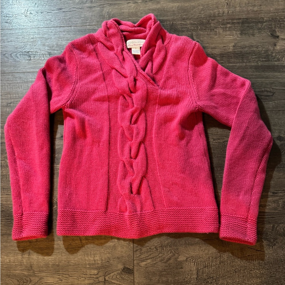 Design History Cashmere Vibrant Pink Cowl Neck Sweater